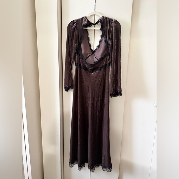 RIXO Alesha lace-trimmed velvet midi dress Size Medium 🤠 - Picture 8 of 9